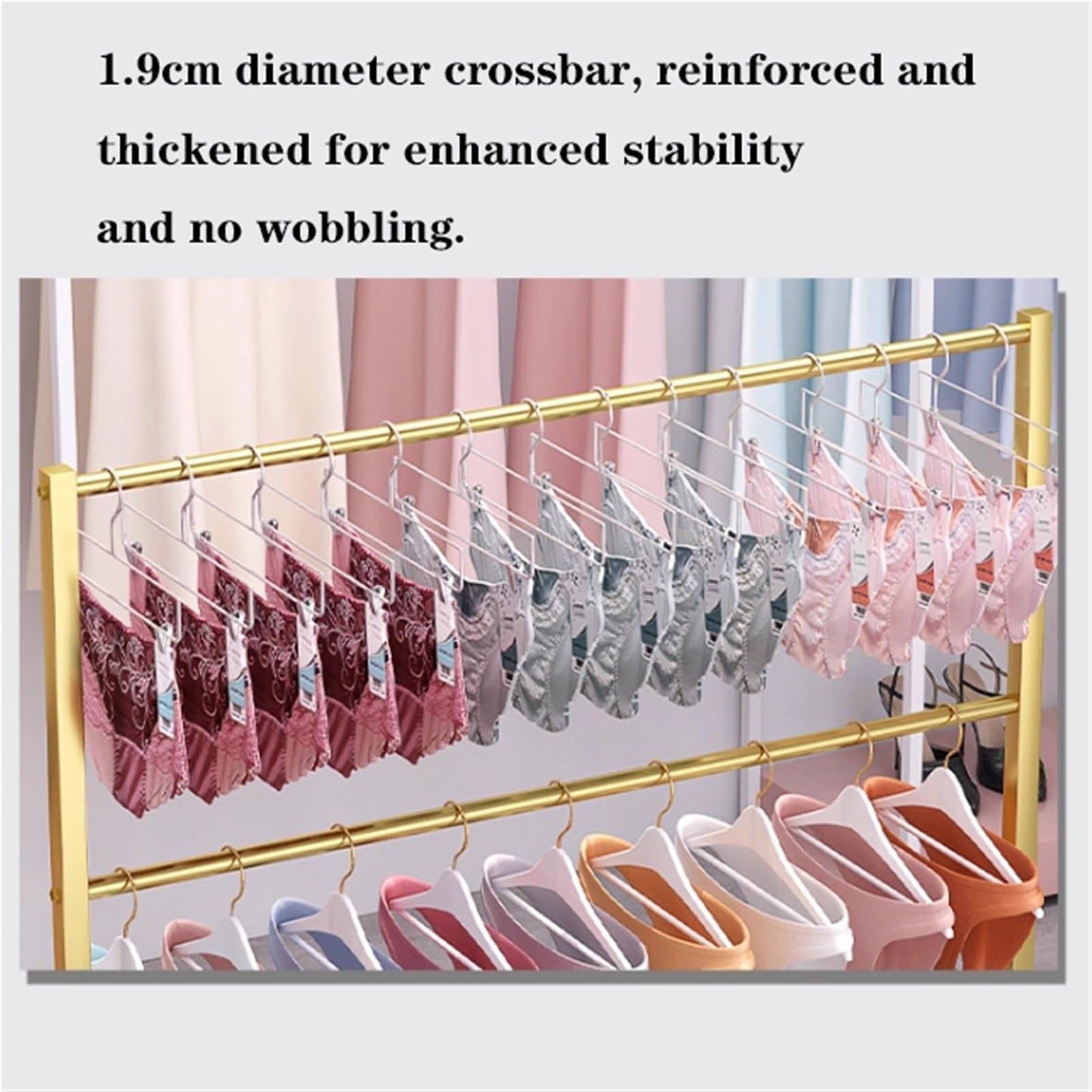 Lingerie Bra Rack Swimsuit Organizer Hanger, Anti-Slip, Underwear Display Stand with Wheels, Commercial Clothing Store Shelf, for Shorts,Hats, Sock, 3 Tier(White,80 * 40 * 130cm)