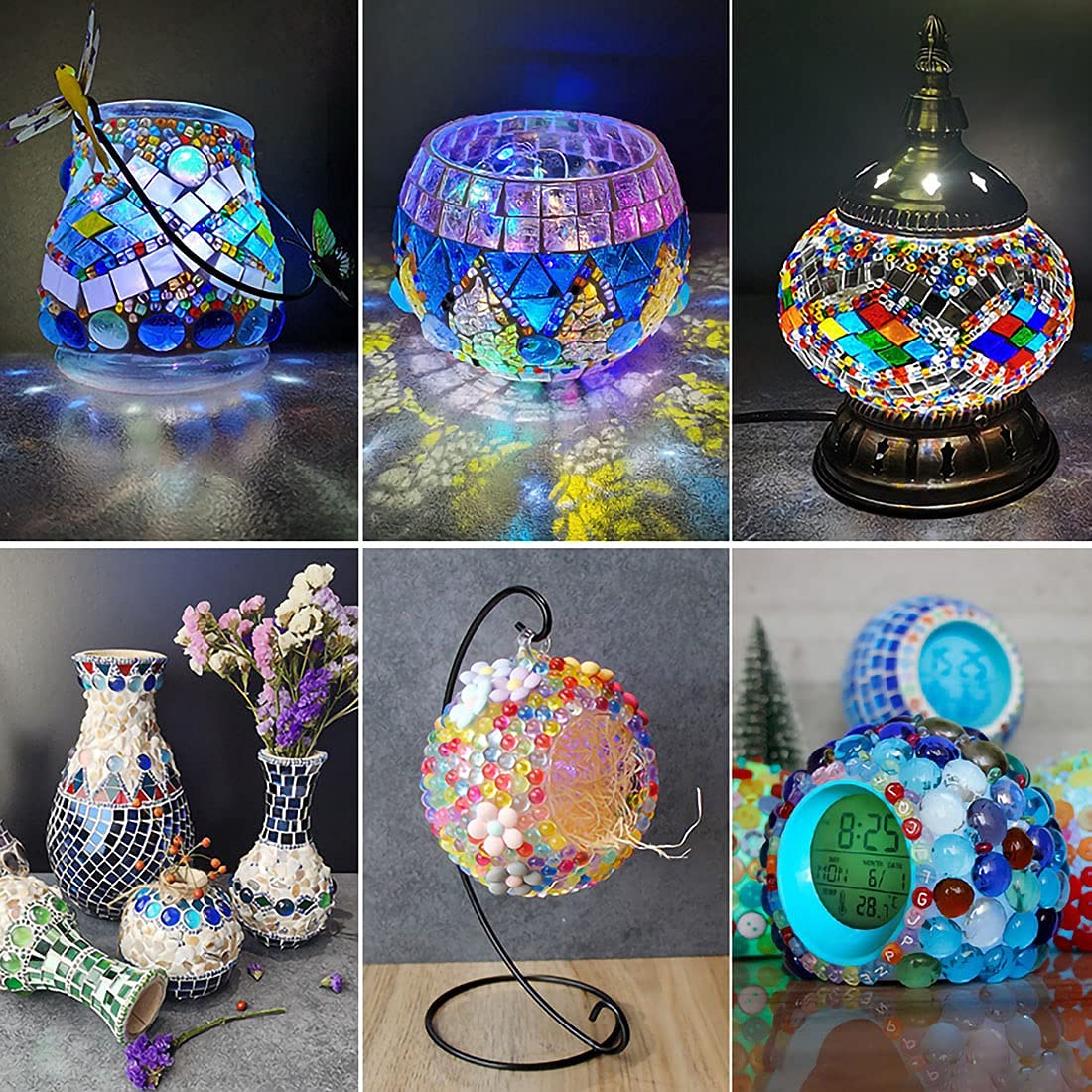 50PCS Mini Glass Gems,Mixed Colour Mancala Stones Flat Bottom Marble Beads for Home Decorative Art Craft Vase Filler(0.5"~0.7")