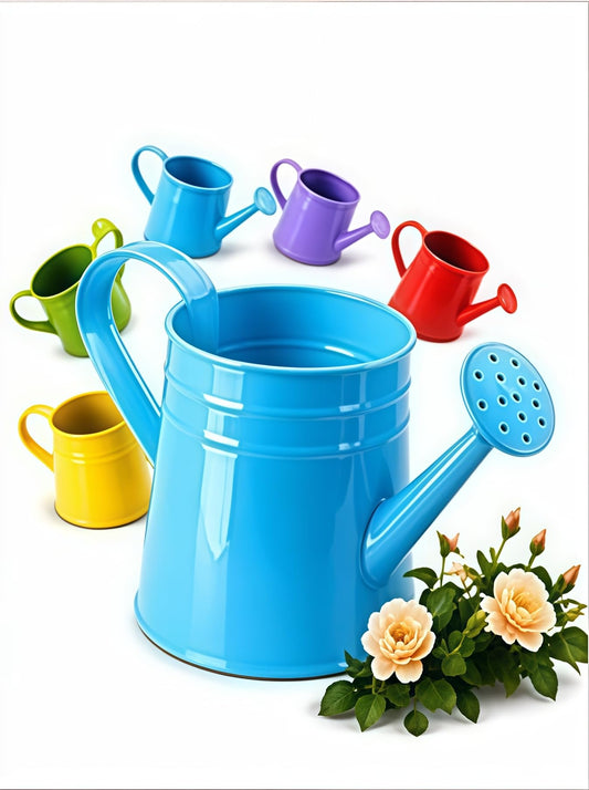 White Watering Can Metal - 0.4 Gallon Vintage Sprinkling Can with Removable Spout - Galvanized Steel Water Cans for Indoor Outdoor Plants - Long Spout Garden Irrigation Tool for Flowers (Blue)