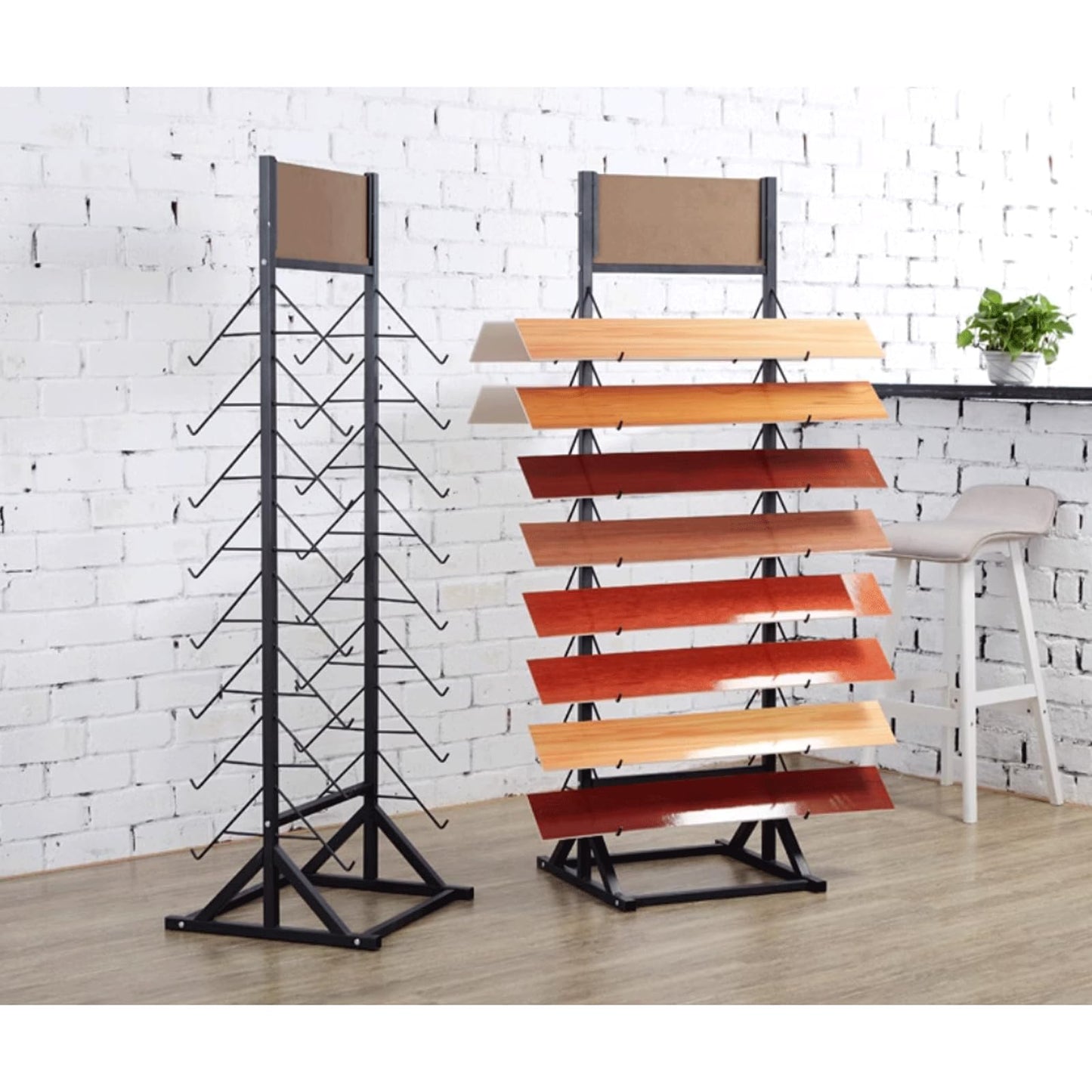 QYQCXGL Sample Floor Tile Display Rack Floor Standing Wooden Plate Stone Display Shelf Multifunctional Vertical Porcelain Sample Display Stand for Retail Stores Exhibition Halls, Black