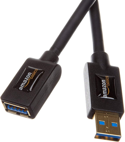 3.0 9.8-Foot 4.8Gbps, 3 Amazon Basics USB Extension Cable, High-Speed Data Transfer, Male to Female, Gold-Plated
