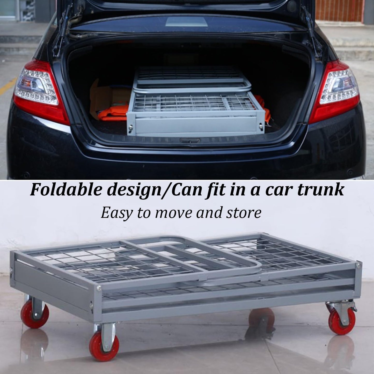 Foldable Platform Hand Truck Cart with Cage, 2000 LBS Heavy Duty Capacity, Multi-Functional Push Cart for Supermarkets and Warehouse Transport