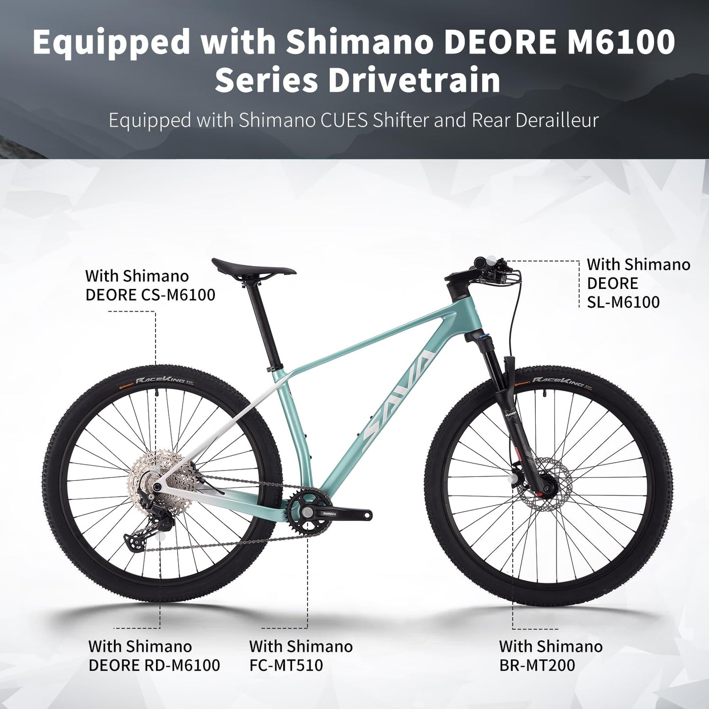 SAVADECK Carbon Fiber Mountain Bike with Shimano Deore M6100 12-Speed, MTB Bicycle with Hydraulic Disc Brakes(Purple, 27.5 * 17)