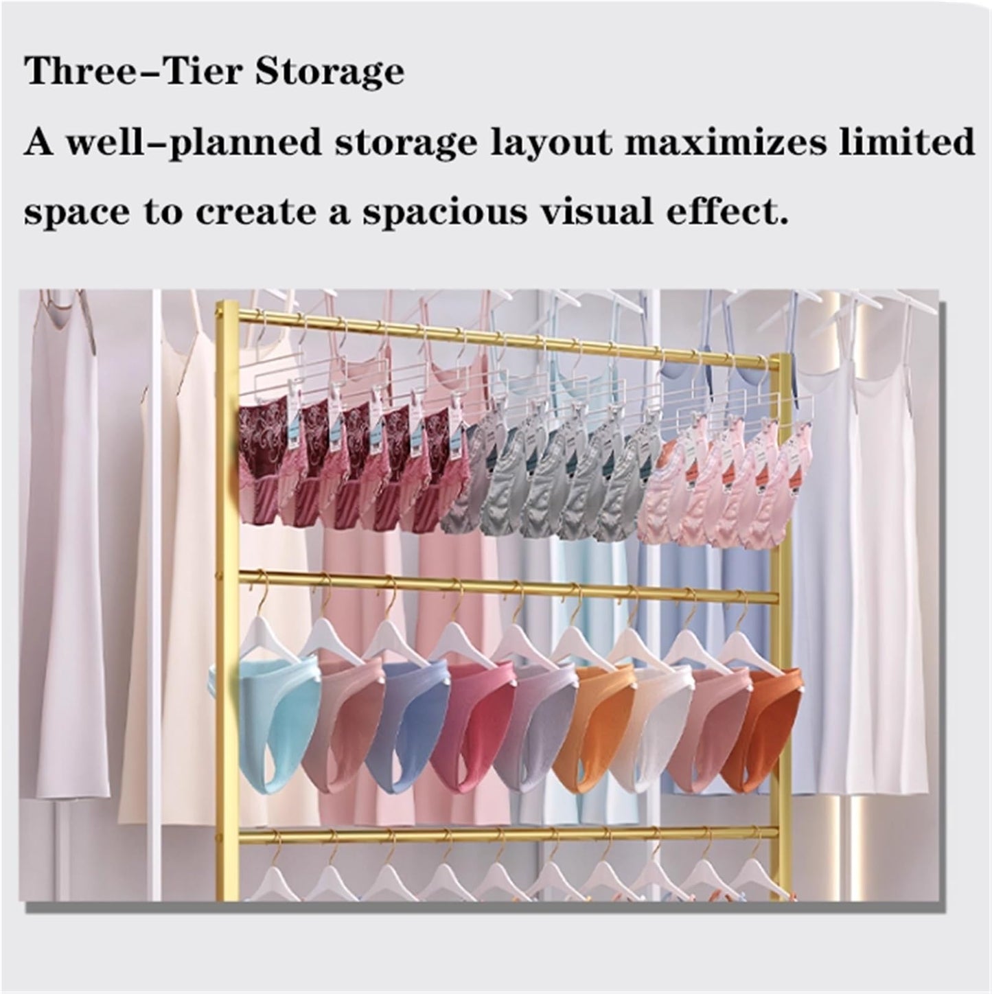 Mobile Lingerie Bra Rack Swimsuit Organizer Hanger, Anti-Slip, Underwear Display Stand with Wheels, Commercial Clothing Store Shelf, for Shorts,Hats, Sock, 3 Tier(White,80 * 40 * 130cm)