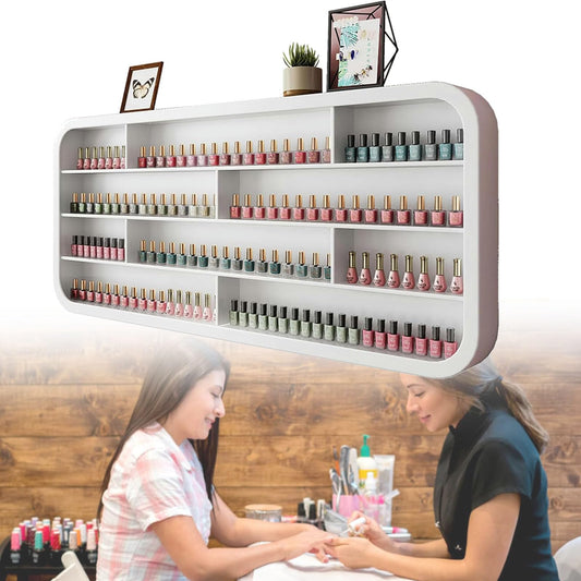 Wall-Mounted Wooden Nail Polish Display Rack, Nail Polish Bottle Storage Display Rack,Perfume Wall Shelf Essential Oil Organizers,for Nail Salon Shop/Retail Shop,1m