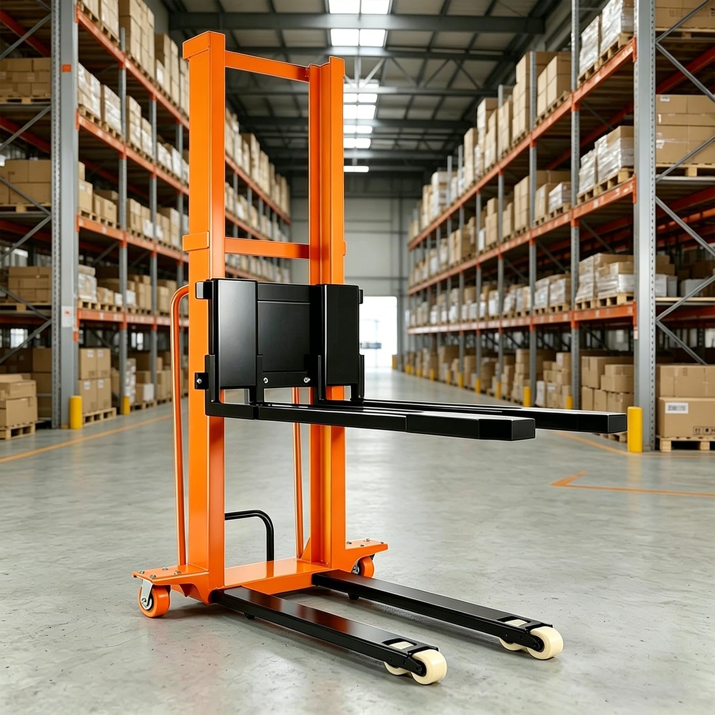 1,100 lbs Electric Lift Table Cart – 63" Max Lift Height, 1,500W Hydraulic Material Lift with 48V 10Ah Battery, Heavy-Duty Pallet Stacker & Lift Platform for Warehouse Loading Dock Logistics Workshop
