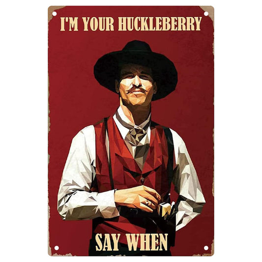 Man Cave Decor West Cowboy Movie Metal Sign Doc Holiday Tin signs Vintage Movie Posters Western Retro Wall Art Tin Signs Cowboy Decor Gift for Fan 8x12 inches