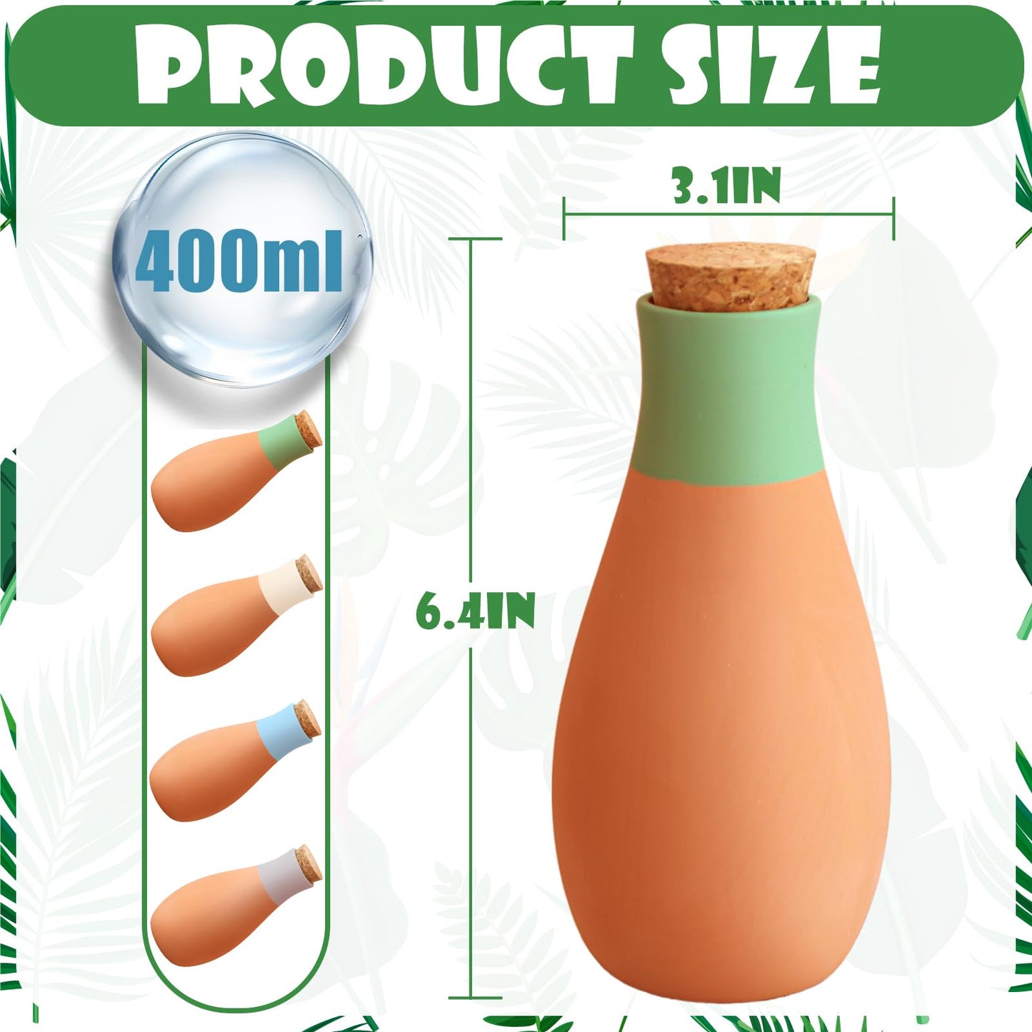 4PCS Terracotta Watering Spikes, Ollas Self Watering Globes, Slow Release Self Watering Planter Insert, Plant Watering Globes for Indoor and Outdoor Plants