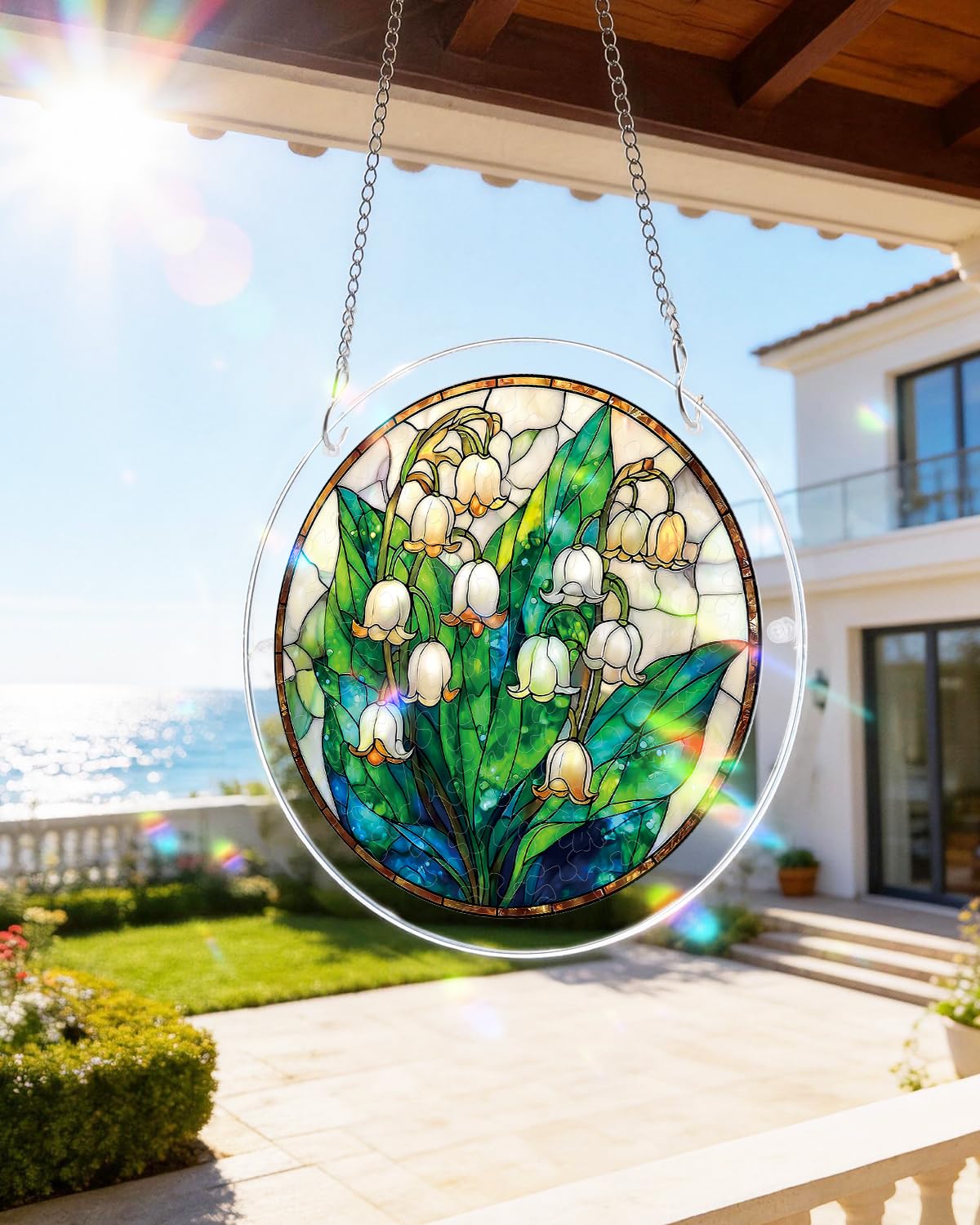 KaayeeWood 83 Pieces Acrylic Suncatcher Puzzle, Unique Secret Lily Valley Acrylic Sun Catcher Puzzle Kit for Doors Garden and Window Hanging, DIY Suncatcher Kits for Adults, 7.4 in
