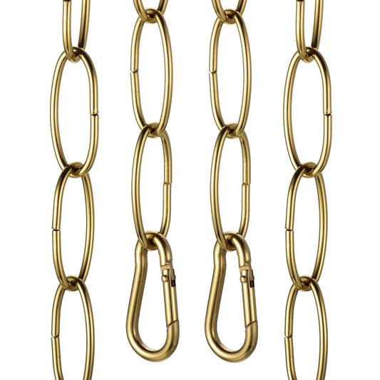 uxcell 7ft Lighting Hanging Chain, 2.4mm/0.09" Looping Metal Pendant Chandelier Chain Extension with 2 Spring Snap Hook for Hanging Plant Pendant Chandelier Light Fixture, Light Copper