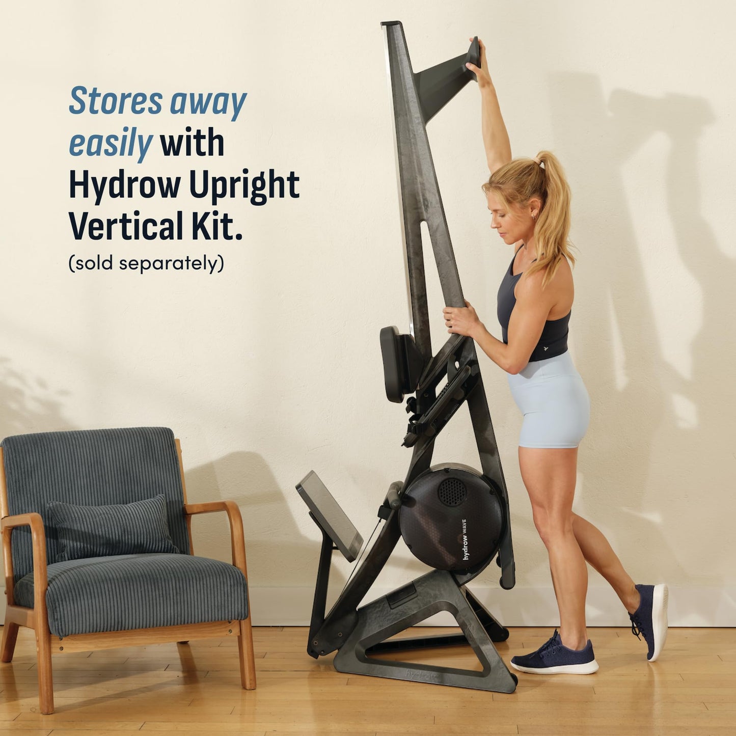 Hydrow Wave Rowing Machine with Immersive 16'' HD Touchscreen - Live Home Workouts Membership (Sold Separately), Electromagnetic Drag Technology, 375 lb Weight Capacity, Pirate Black (MNRW02A)