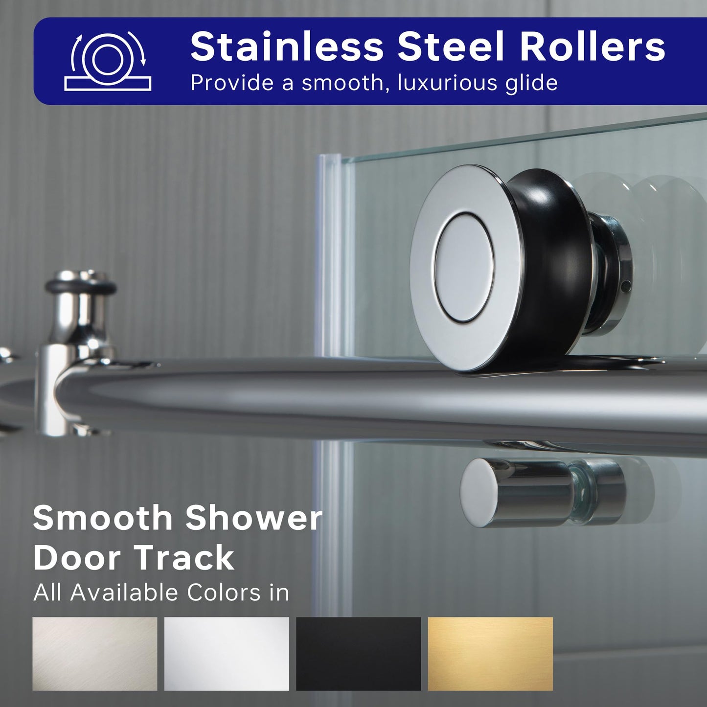 Woodbridge Frameless Bathtub Shower Doors 56-60" Width x 62" Height with 3/8"(10mm) Clear Tempered Glass in Chorme Finish