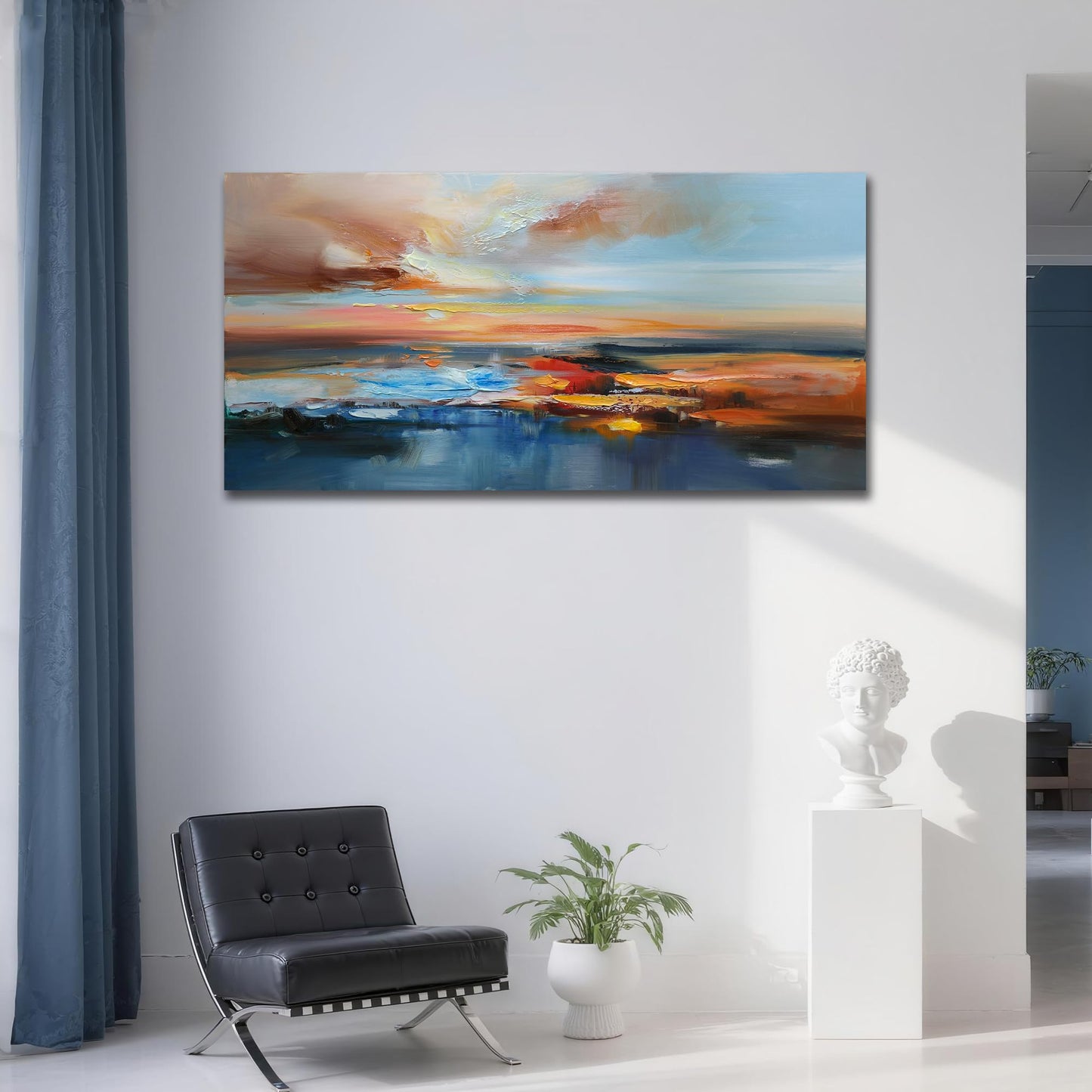 Brushart Abstract Wall Art Large Landscape Canvas Wall Art Pictures Paintings Wall Decor Living Room Textured Artwork for Dining Room Walls Bedroom Home Office, 58"x29"