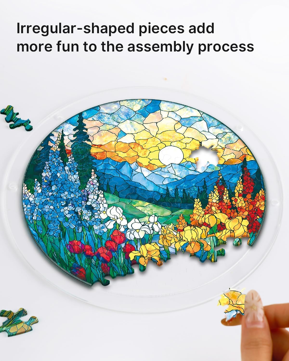 Acrylic Puzzles Suncatcher Window Hanging, Blossom Sea Puzzle, Acrylic Suncatcher for Doors Garden, Mother's Day Christmas Birthday Gifts for Women Men (M - 8.2 * 8.2 in)