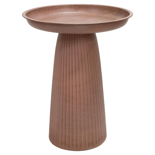 Sunnydaze Gleeful Garden 23" Iron Pedestal Bird Bath for Outside - Modern Shallow Basin Birdbath for Outdoors with UV-Protected Rust-Resistant Finish for Patio, Garden, Yard Decor - Matte Canyon Clay