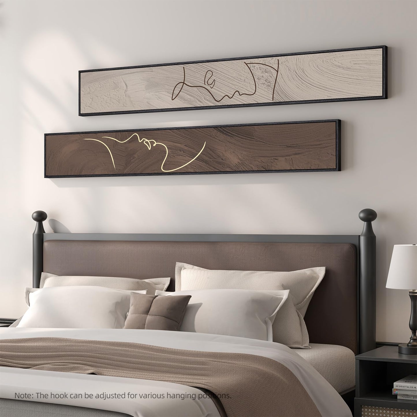 Long Narrow Framed Neutral Abstract Vertical Wall Art Set, 2 Piece Modern Canvas Prints Paintings Artwork for Walls, Beige and Brown Minimalist Pictures for Hallway Entryway Living Room Bedroom Decor