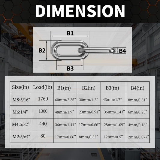 Stainless Steel Link Chain, 304 Stainless Steel Link Proof Coil Chain Heavy Duty Chains Hanging Safety Chain for Swing Plants Anti-Theft
