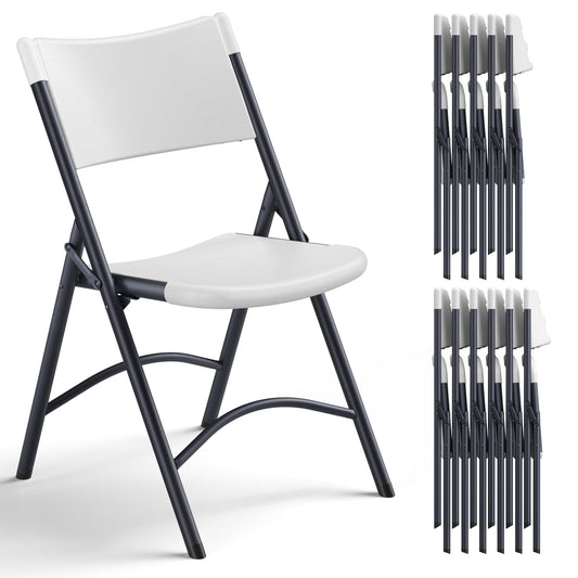 MAKE CHANGES Folding Chair 12 Pack, Portable Commercial Heavy Duty Plastic Folding Chairs with Steel Frame for Indoor, Outdoor, Office, Meeting, Wedding, Patio, Picnic, 400lbs Capacity(White)