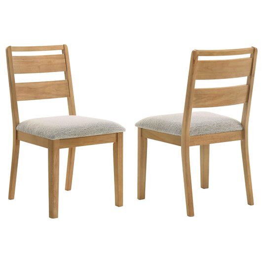 Coaster Home Furnishings - Duncan - Wood - Dining Side Chairs with Ladder Back Design, Cushioned Seat, Tapered Legs and Rounded Edges - Dining Room - Set of 2 - Washed Oak - 193652