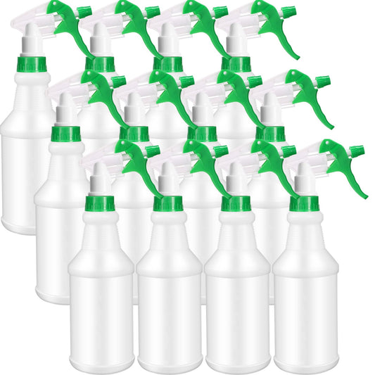 Eccliy 12 Pcs 16 Oz Plastic Spray Bottle, Adjustable Empty Reusable Sprayer for Cleaning, Planting, Water, Bathroom and Kitchen, BBQ, Commercial and Residential (Original,Green)