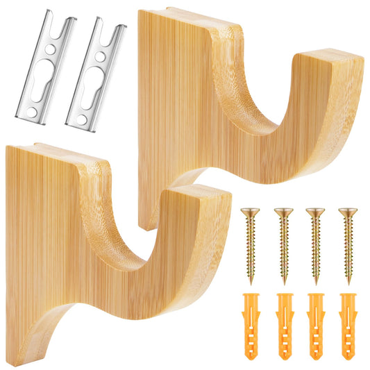 2 Pcs 3-1/2" Return Wooden Curtain Rod Brackets,Hidden Screw Hole Wall Mount Holders,Rustic Decorative Brackets for Window Drapes,Closet Wardrobe Rods - Fits Bathroom,Bedroom,Living Room,Kitchen