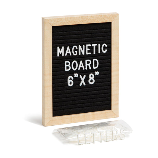 Magnetic Locker Letter Board, Black Felt, 8" x 6", Wood Frame