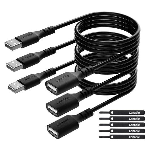 3 Pack 6 2.0 5 USB Extension Cable FT, USB Type A Male to Female Extender Cord Adapter, Compatible with Printer