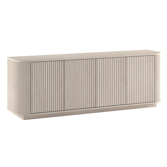 Henn&Hart Fluted TV Stand for TVs up to 75" with 2 Storage Cabinets with an Adjustable Shelf for Living Room, Family Room, or Office, Beech White