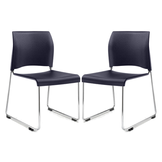 OEF Furnishings OEF8804-11-04/2 Commercial Stack Chair (Hard Plastic Seat and Back, Midnight Blue, Chrome Frame, 2-Pack)