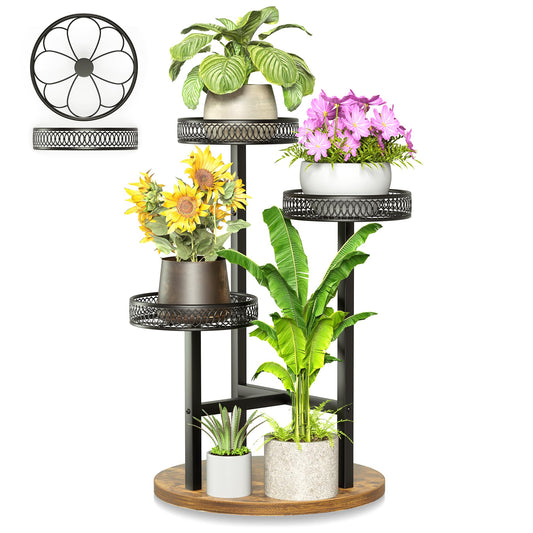 NQW Black Stand Plants, 3-Tier Metal Plant Stands for Outdoor Indoor Plants,Heavy Duty Flower Pot Stands for Multiple Plants,Decoration Display Racks for Patio Garden -BlackFlower
