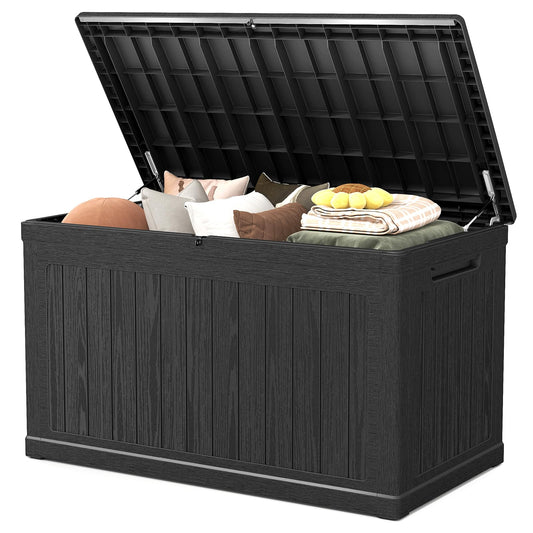 Skepphlay 230 Gallon Deck Box Extra Large, Outdoor Storage Box Lockable, Patio Storage Box Waterproof and UV Resistant, 1000lbs Load Capacity for Garden, Patio, Pool (Black)