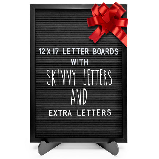 Letter Board Sign Skinny Felt Board with Pre Cut Letters 12x17 Inch, Baby Announcement Sign, Black Changeable Message Board
