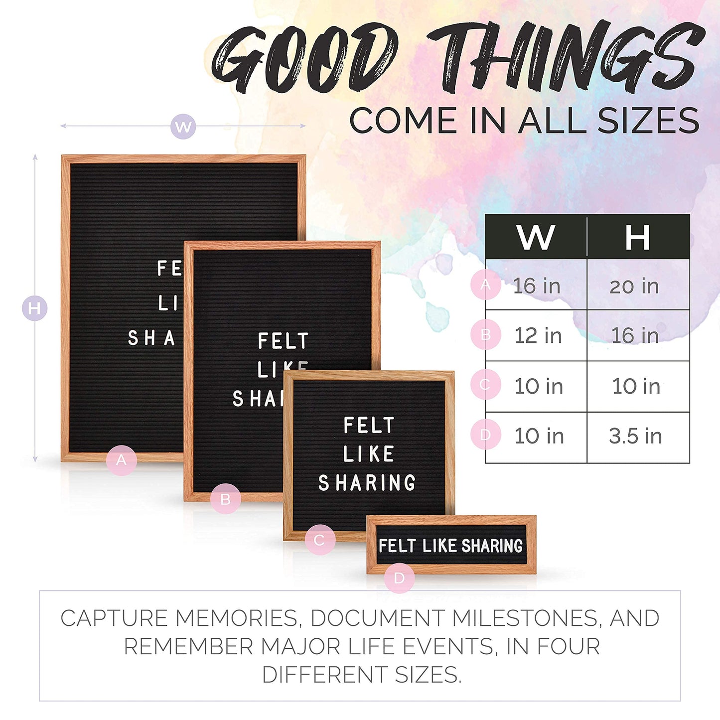 Felt Like Sharing Square Letter Board (Light Pink Felt - 10”x10”) – Changeable Message Board with 3 Sets of Felt Board Letters for Home, Office, & Aesthetic Room Decor – Wall Letterboard Signs In Oak Frame