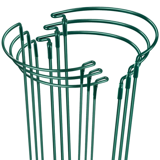 EWPJDK Plant Supports Stakes 6PCS, Half Round Metal Garden Stakes Plant Support For Peony Cages and Supports,Green Plant Support Ring Border for Outdoor Indoor Plants, Hydrangea (10" W x 16" H, 6 PCS)