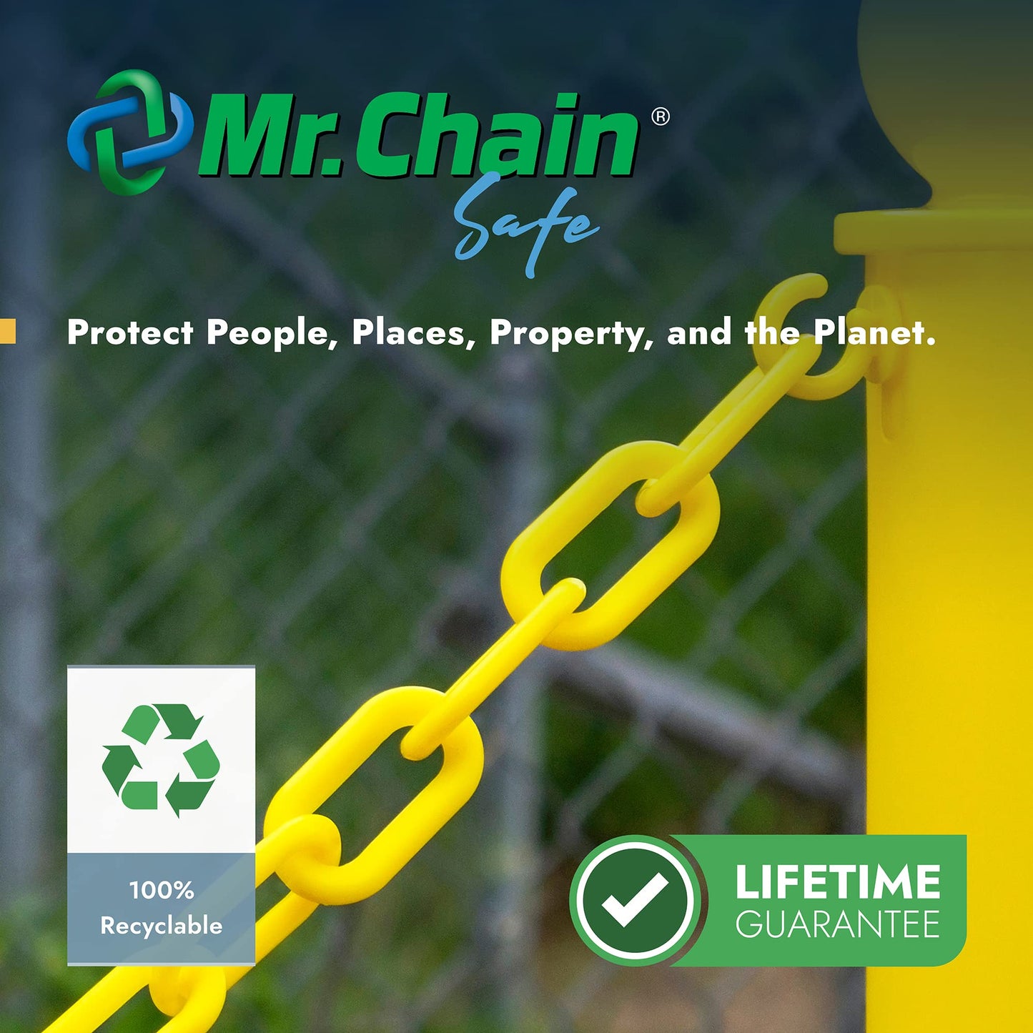 Mr. Chain Plastic Barrier Chain, Khaki Gold, 1.5-Inch Link Diameter, 25-Foot Length (30007-25)