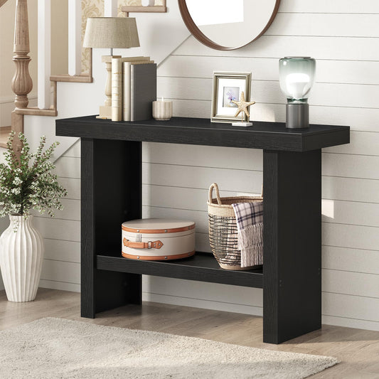 MAHANCRIS Console Table, 39.4'' Black Entryway Table for Hallway, Narrow Sofa Table Behind The Couch, Modern Foyer Tables for Entrance, Living Room, Corridor, Easy Assembly, Black CTHB16801