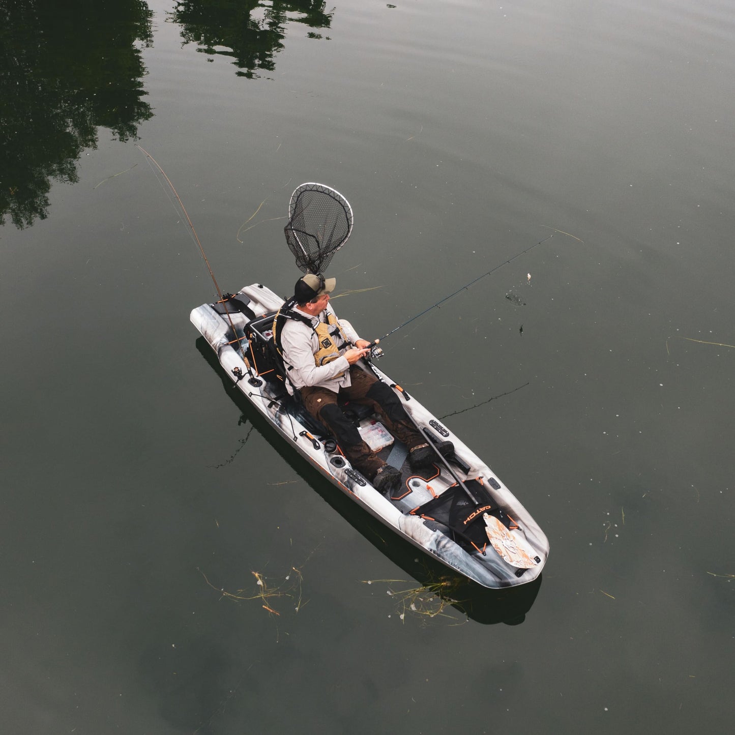 Pelican Catch Mode 110 Fishing Kayak - Premium Angler Kayak with Lawnchair seat, Granite - 10.5 Ft.