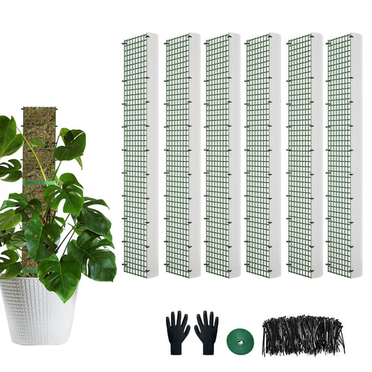 60"/40"/24" Metal Moss Pole, D Shape Sphagnum Moss Pole, Moss Poles for Climbing Plants, Monstera, Indoor Climbing Plants (6Pcs 24")