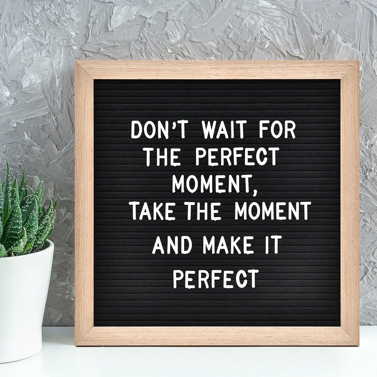 Felt Letter Board with 460 Letters, Numbers & Symbols - 12 x 12 inch Changeable Message Board with Wooden Frame Wall Mount Hook (Black)