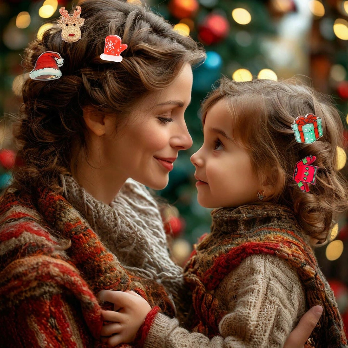 12 Pcs Christmas Hair Clips for Women Snowman、Xmas Tree、Santa Claus、and Gloves Design Christmas Mini Claw Clips Small Hair Claws Strong Hold Jaw Clip Mini Hair Clips for Women Girls Hair Accessories