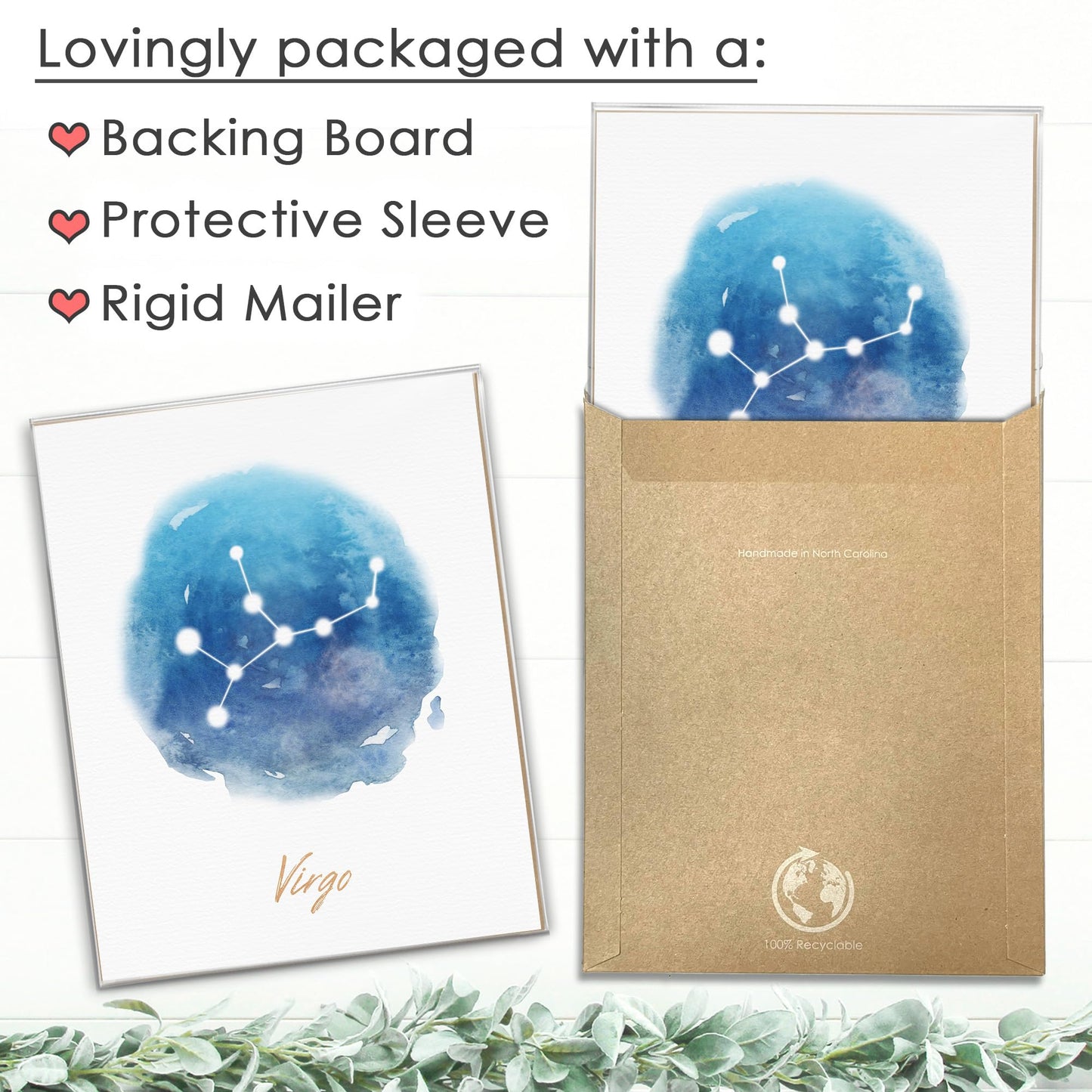 DREAM BIG PRINTABLES Virgo Constellation Art Print - 8x10 (Unframed) | Zodiac Star Sign Wall Decor for Astrology Enthusiasts