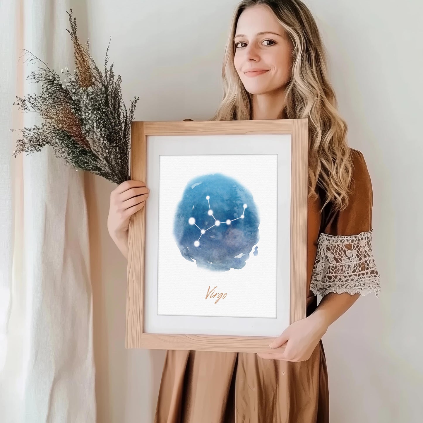 DREAM BIG PRINTABLES Virgo Constellation Art Print - 8x10 (Unframed) | Zodiac Star Sign Wall Decor for Astrology Enthusiasts
