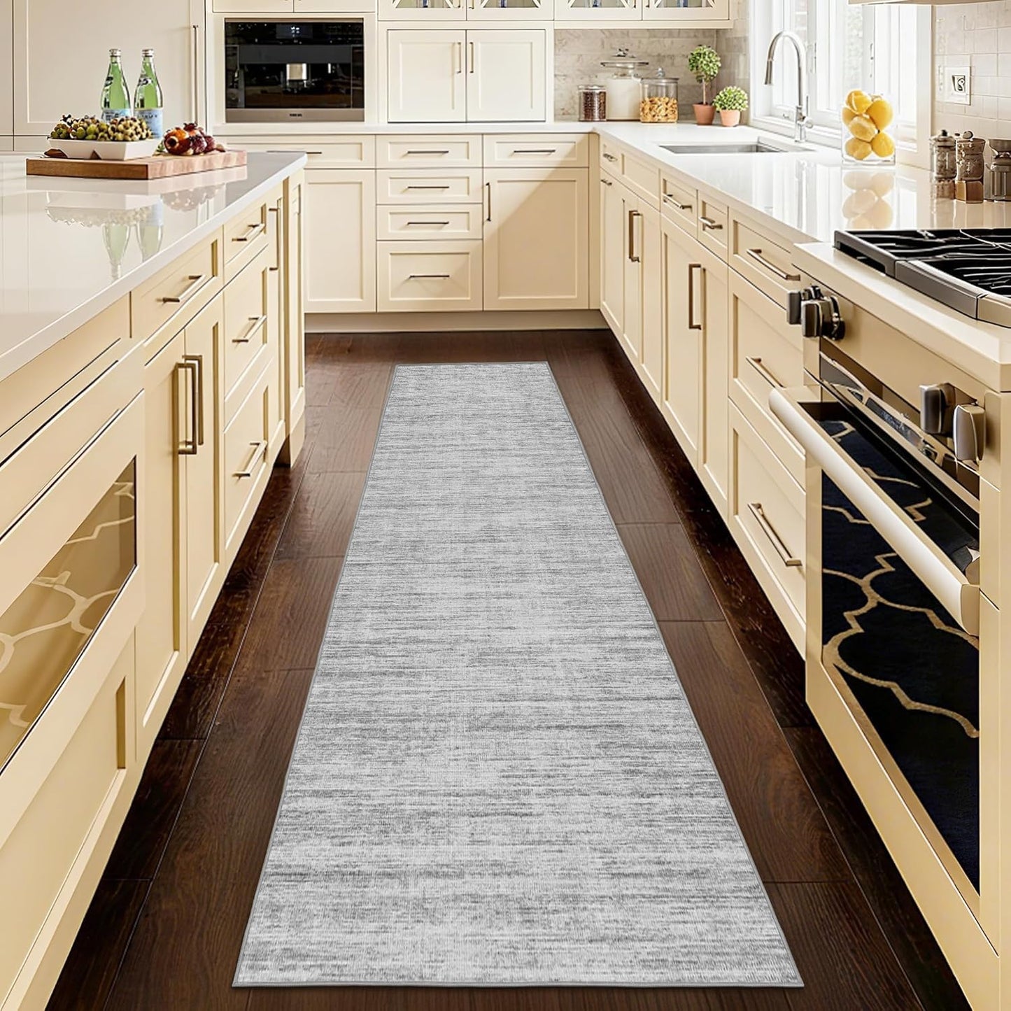 Runners for Hallways 2x8 Kitchen Runner Rugs，Modern Abstract Rug Runners for Entryway，Stain Resistant Washable Runner Rug Non-Slip 8ft Carpet Rug for Bedroom Living Laundry Room（Grey,2'x8'）