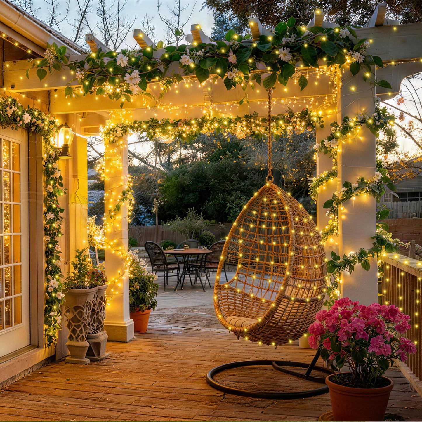 KNONEW 403ft 1000 LED Christmas String Lights Outdoor 8 Modes & Timer Fairy Light Plug in Waterproof LED Wedding Lights for Xmas Yard Tree Party Holiday Decor (Warm White)