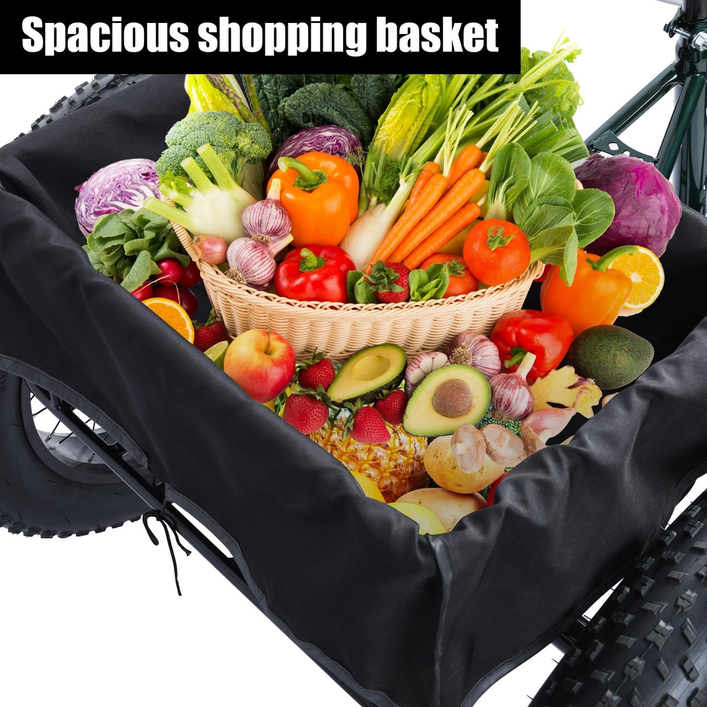 20 Inch Fat Tire Adult Tricycle, 7-Speed Heavy-Duty, 450lb Capacity,Large Cargo Basket, Dual Disc Brakes, Comfort Seat for Seniors,3 Wheel Bike with Spacious Shopping Basket Black 172cm/67.72", W: 85