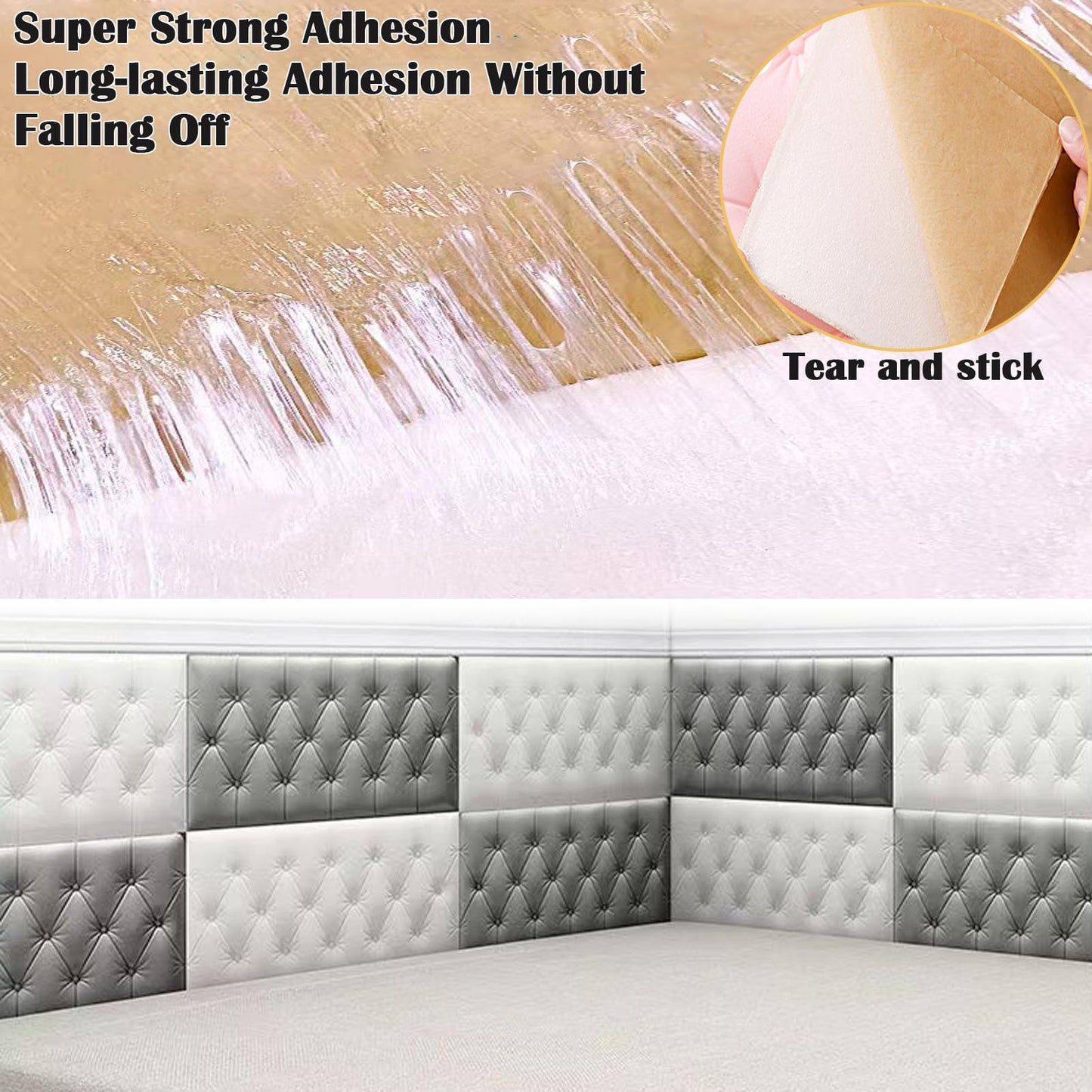 DHIJUPNG 3D Anti Collision Wall Padding for Bedroom, Peel and Stick Headboard Padded Wall Cushion Upholstered Self-Adhesive Wall Panels Playroom Decorative Protection Panel White 8 Pack（11.8"x23.6"）