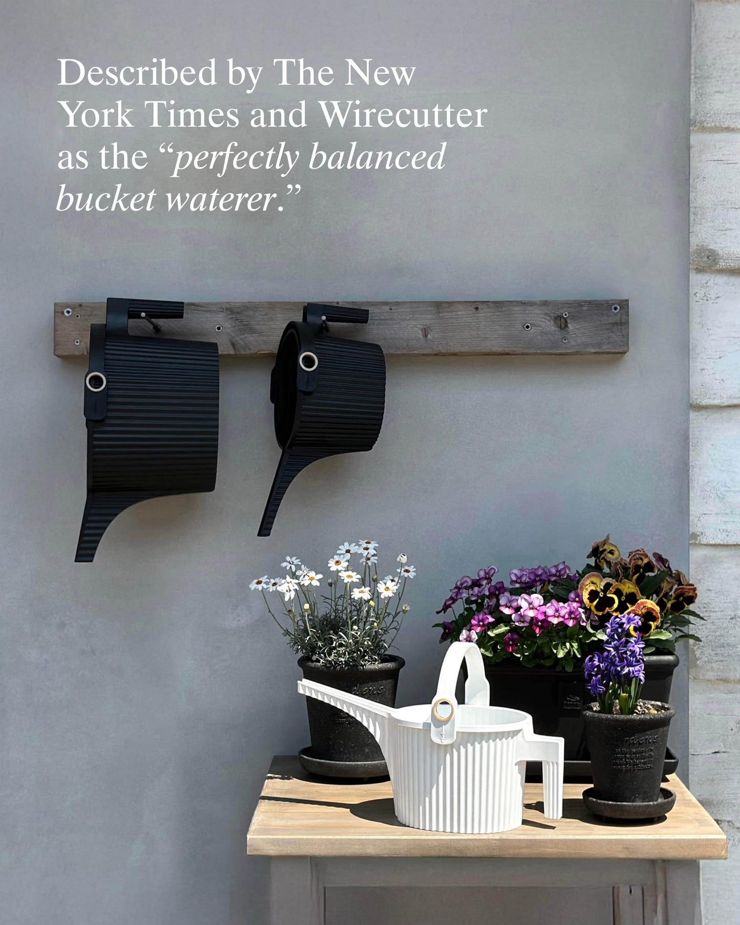 Hachiman Large Watering Can - 5 L Plant Watering Can with Widened Spout for Indoor and Outdoor Plants - Hands-Free Filling - 15" × 7.2" - White