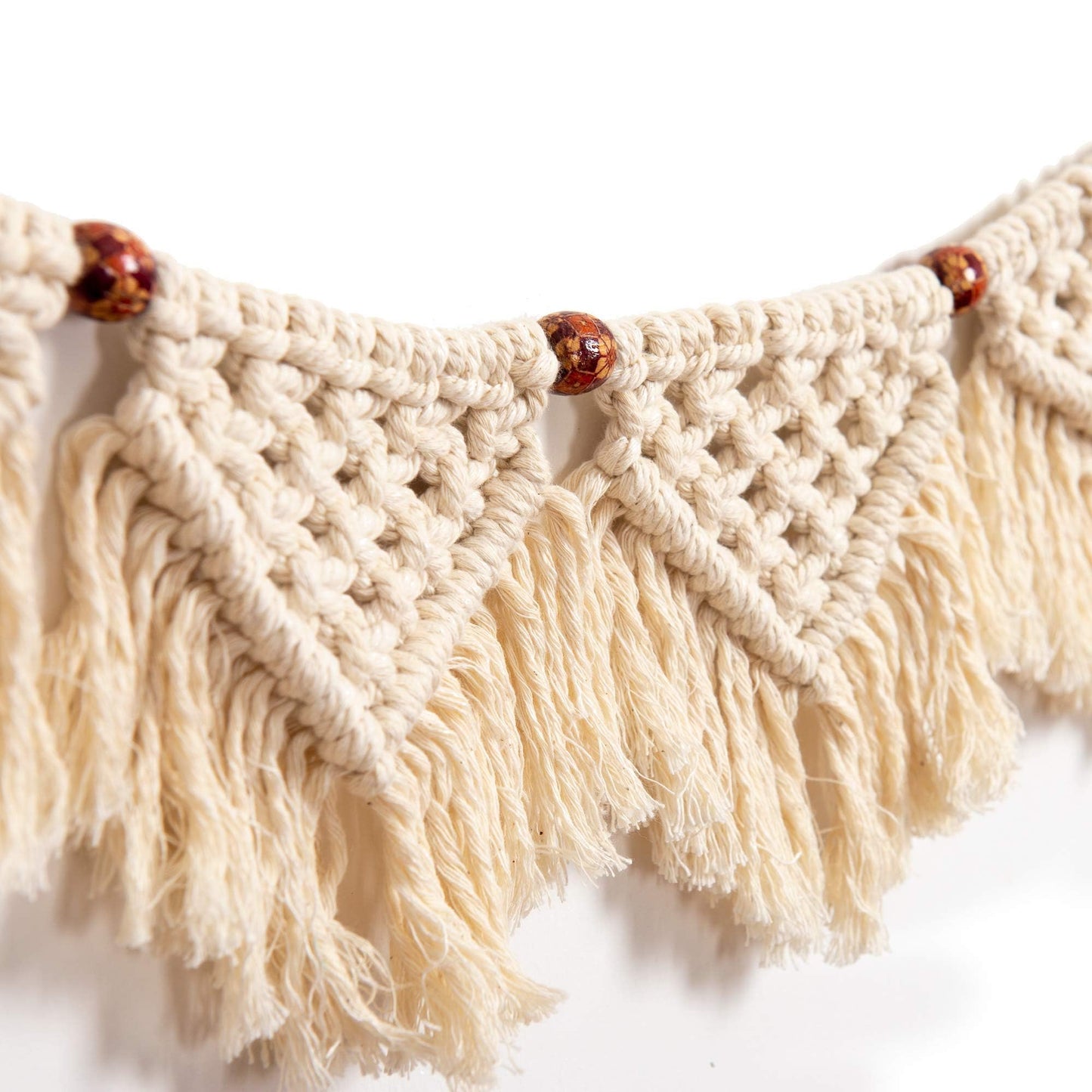 Eiyye Boho Tassel Garland Wall Hanging Handmade Cotton Bohemian Banner Home Decor for Bedroom Living Room Nursery, Party & Wedding Decoration（7-Flag）