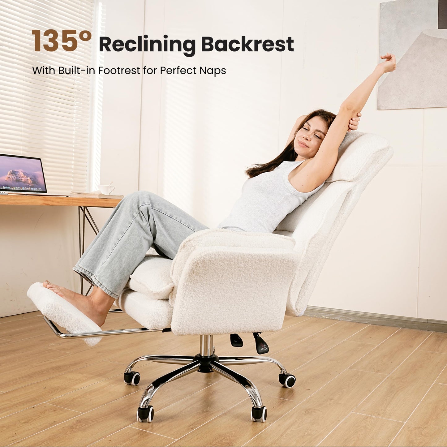 Big and Tall Office Chair, Flip Armrests for Pets & Cross Legged Sitting, Executive Ergonomic Computer Gaming Chair with Foot Rest, Premium Tech Fabric Wide Seat Reclining Desk Chair