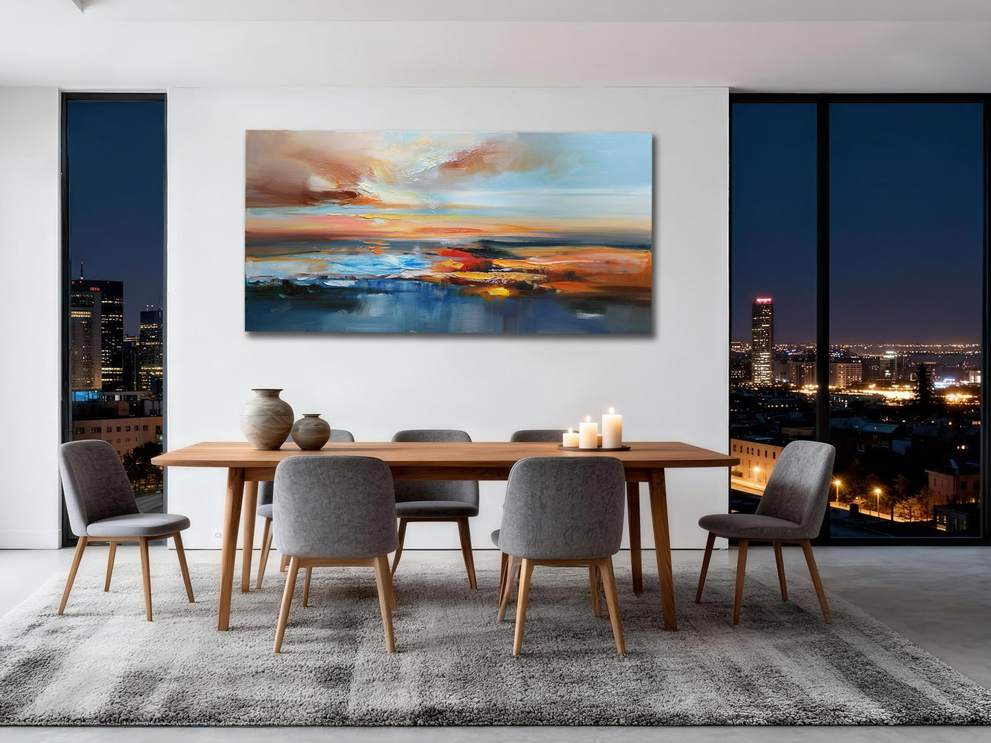 Brushart Abstract Wall Art Large Landscape Canvas Wall Art Pictures Paintings Wall Decor Living Room Textured Artwork for Dining Room Walls Bedroom Home Office, 58"x29"